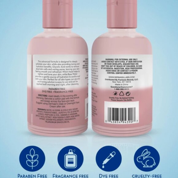 (2) DERMASIL Glycolic Acid Toning Solution with Rose Water, Witch Hazel 4 OZ. Ea - Picture 4 of 4